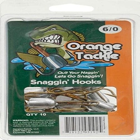 Orange Tackle Snaggin Hooks 60 10 Cnt Grn 6/0-10-CNT